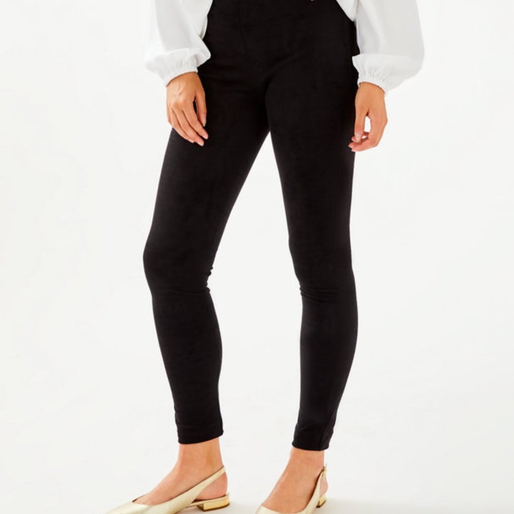 NWOT Lilly Pulitzer black Anika ultra suede leggings, size 4 fits 0-2